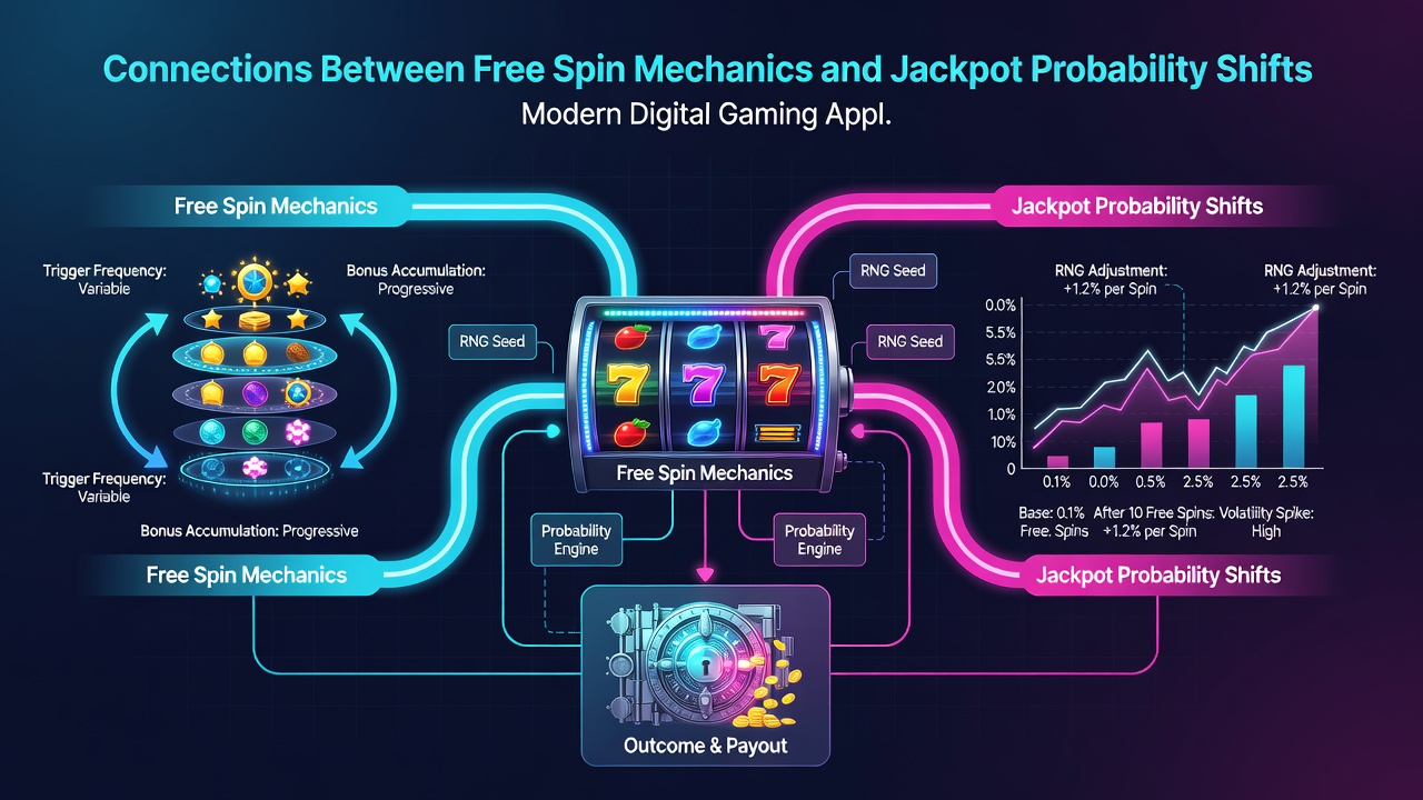 Graph illustrating jackpot probability shifts during free spin sequences in digital gaming applications