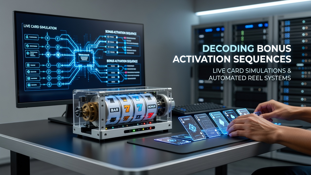 Illustration of bonus activation sequences in live card simulations and automated reel systems