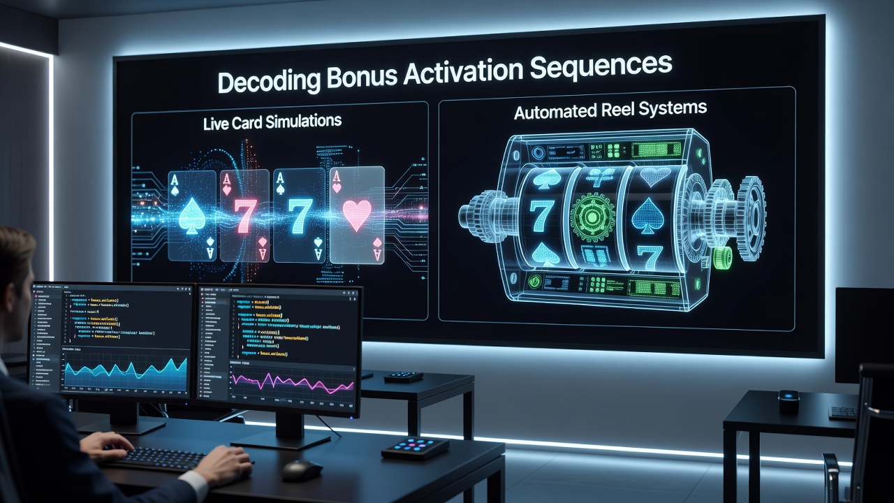 Technical diagram showing reel system bonus trigger pathways and sequence evaluation