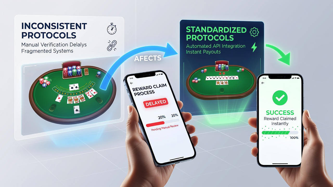 Mobile table game interface showing protocol variations between RNG and live dealer modes with reward claim options highlighted