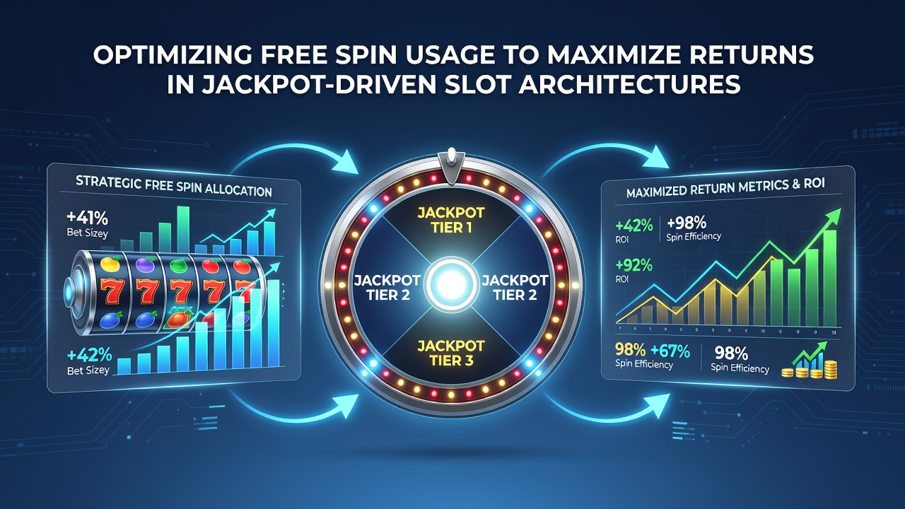 Analytics dashboard showing free spin utilization rates alongside jackpot growth curves