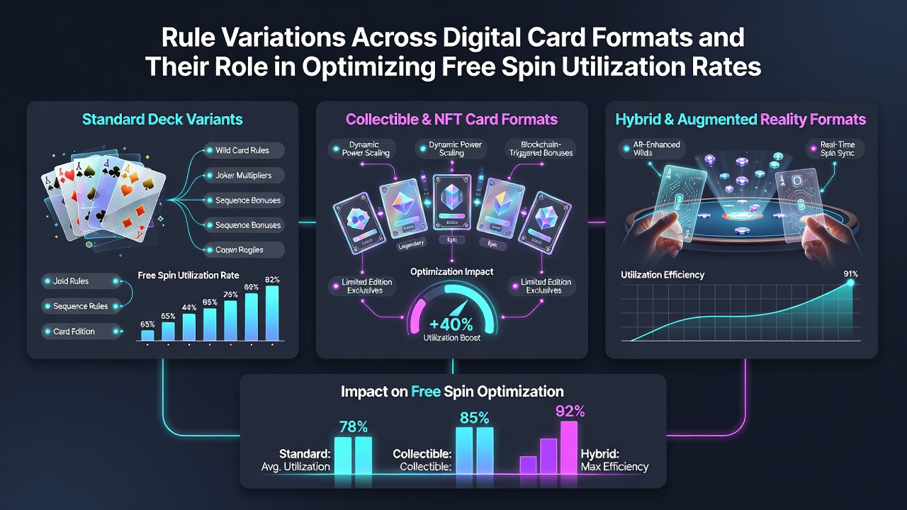 Mobile screen showing card game rules overlay with free spin meter and utilization statistics