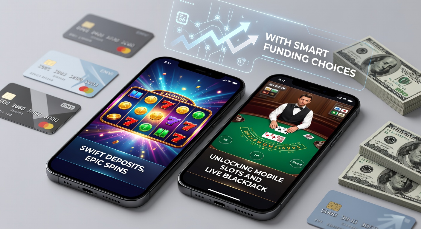 Smartphone displaying vibrant mobile slots and live blackjack tables with instant deposit notifications overlayed