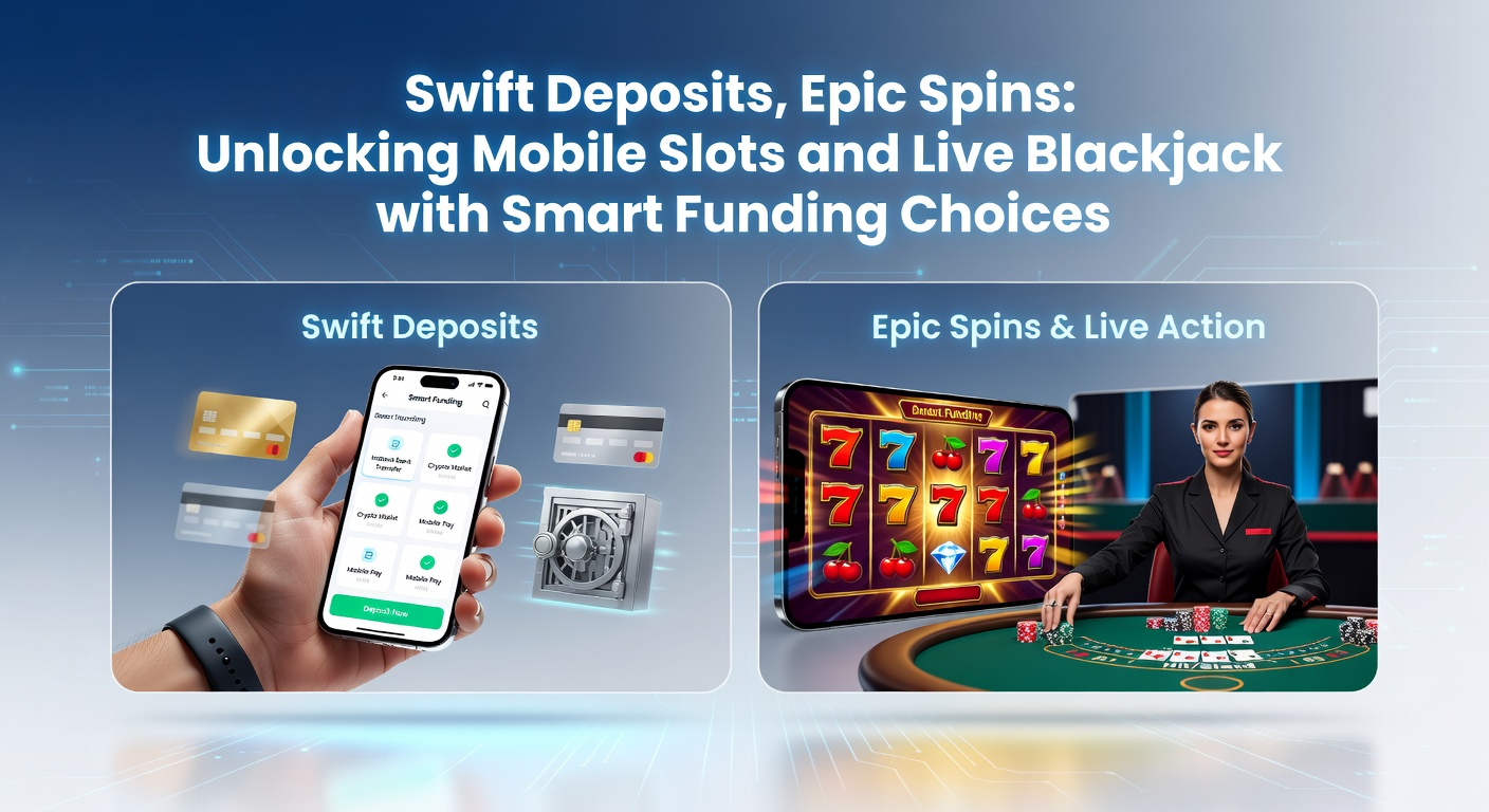 Illustration of diverse payment icons—e-wallets, crypto, mobile pay—fueling a dynamic mobile casino interface with slots reels and blackjack cards