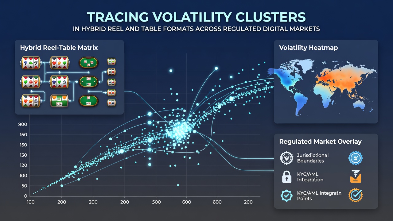 Analytical dashboard displaying cluster detection across regulated hybrid gaming platforms